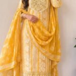 Mustard Yellow Mirror Work Cotton Kurta Set