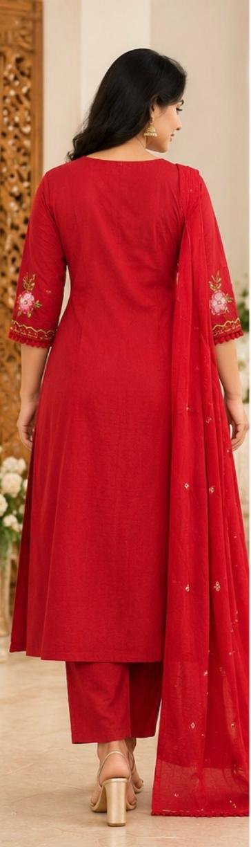 Red Embroidered Salwar Suit - Image 4