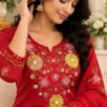 Red Embroidered Salwar Suit