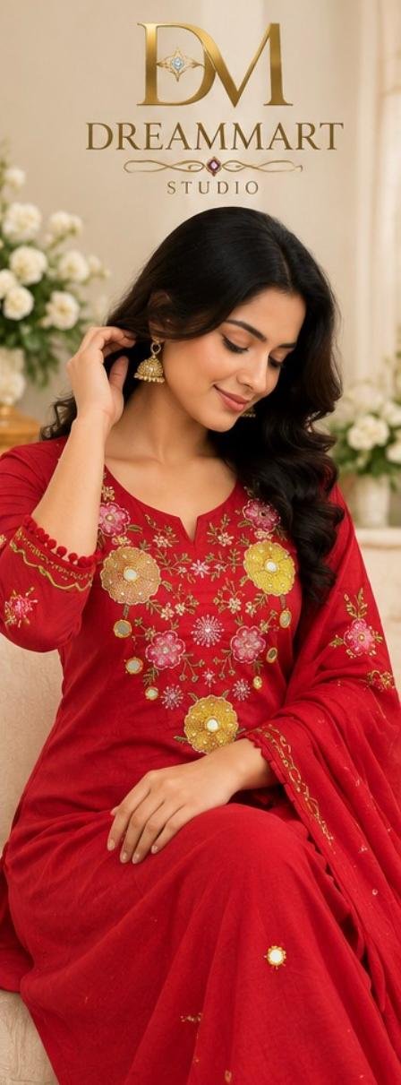 Red Embroidered Salwar Suit