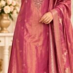 ✨ Elegant Pink & Gold Partywear Salwar Suit ✨